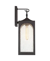 Tyne Modern Outdoor Wall Light Fixtures Set of 2 Bronze Metal Lantern Frame 20 1/2" Seedy Glass Panels for Post Exterior Barn Deck House Porch Ya