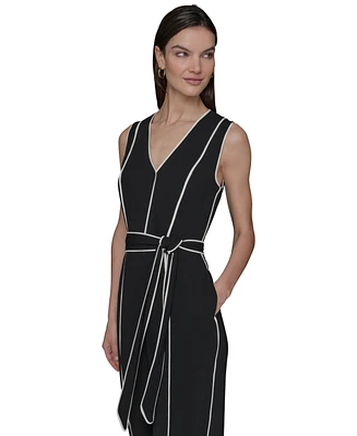 Karl Lagerfeld Paris Women's Contrast Trim Jumpsuit