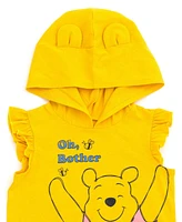 Winnie the Pooh Little Girls Disney Minnie Mouse Lilo & Stitch French Terry Tank Top Shirt Dolphin and Active Shorts to