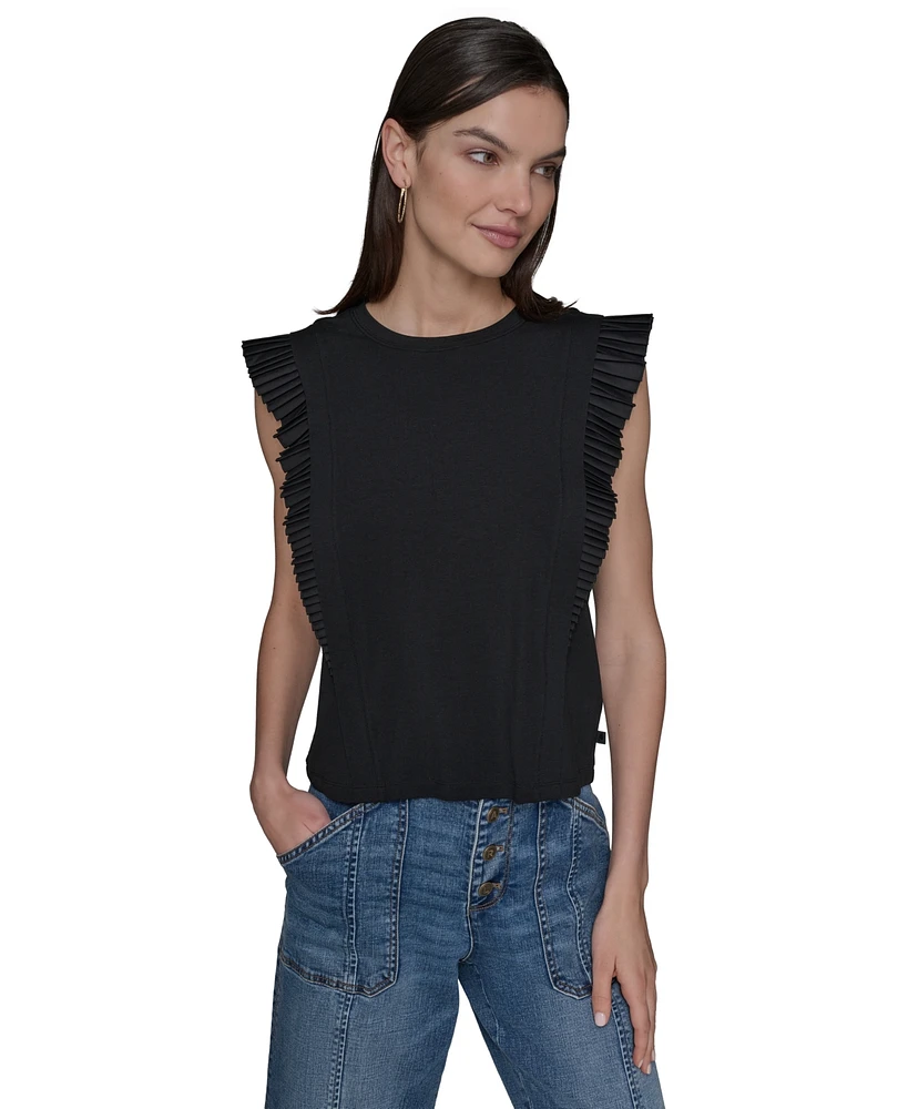 Karl Lagerfeld Paris Women's Ruffle-Sleeve Knit Top