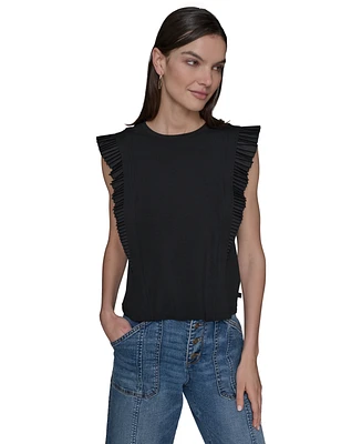 Karl Lagerfeld Paris Women's Ruffle-Sleeve Knit Top