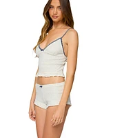 Edikted Women's Avalon Dotted Pointelle Ruffle Tank Top