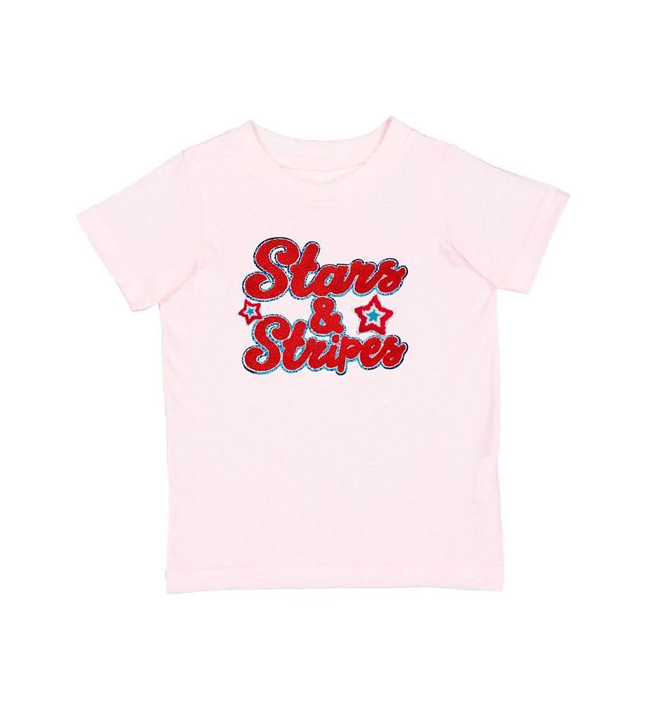 Sweet Wink Baby Girls Stars and Stripes Patch Short Sleeve T-Shirt