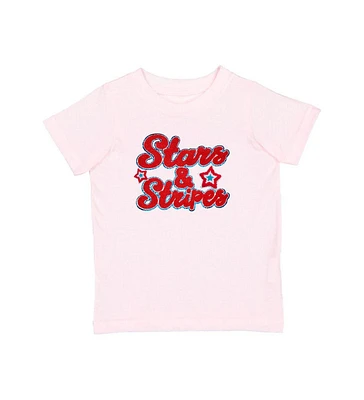 Sweet Wink Baby Girls Stars and Stripes Patch Short Sleeve T-Shirt