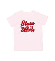 Sweet Wink Baby Girls Stars and Stripes Patch Short Sleeve T-Shirt