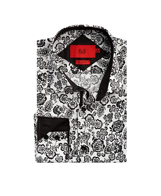 Elie Balleh Big Boys White Slim Fit Paisley Print Shirt