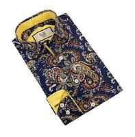 Elie Balleh Little Boys Blue Paisley Slim Fit Shirt