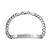 Bling Jewelry Bar Name Plated identification Id Bracelet 5 Mm Miami Cuban Curb Link Chain Link 180 Gauge .925 Sterling Silver