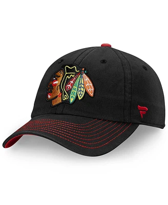 Fanatics Men's Black Chicago Blackhawks Iconic Ii Fundamental Adjustable Hat