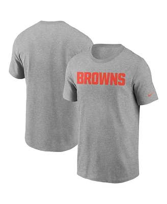 Nike Men's Heather Gray Cleveland Browns Essential Wordmark T-Shirt