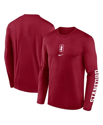 Nike Men's Cardinal Stanford Primetime Center Lockup Two-Hit Legend Performance Long Sleeve T-Shirt