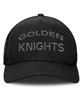 Fanatics Men's Black Vegas Golden Knights Authentic Pro Road Stack Text A-Frame Adjustable Hat