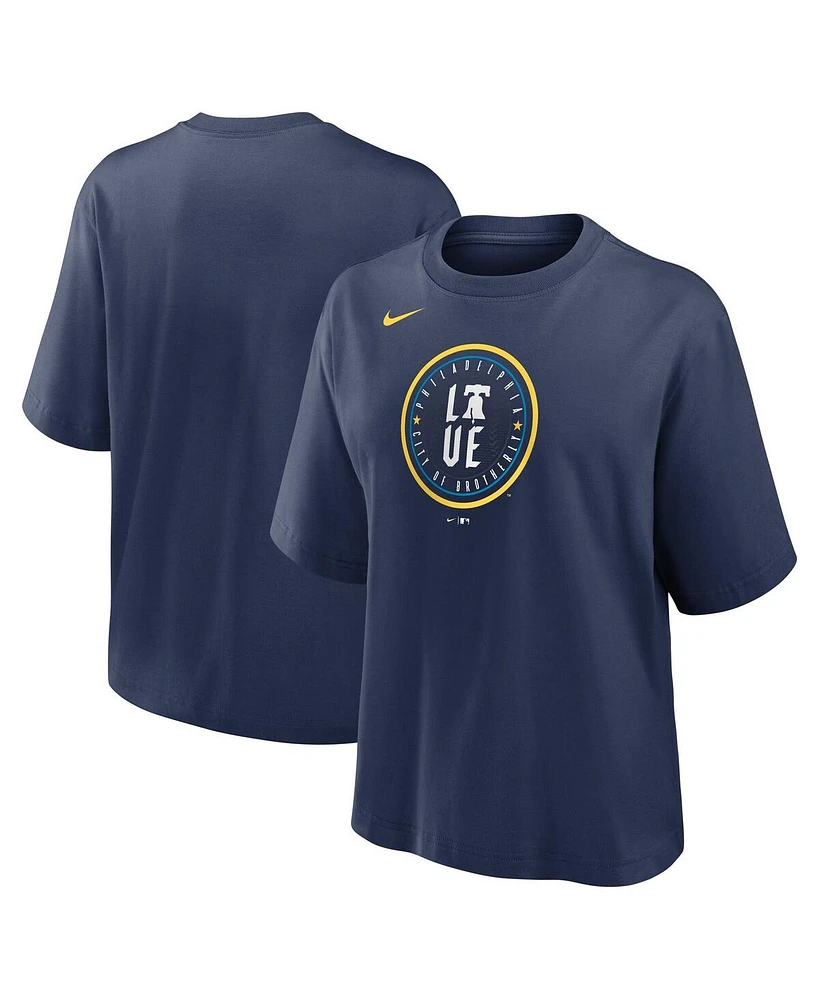 Nike Women's Navy Philadelphia Phillies City Connect Logo Boxy T-Shirt