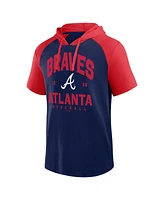 Fanatics Men's Navy Atlanta Braves Prime Raglan Short Sleeve Hoodie T-Shirt