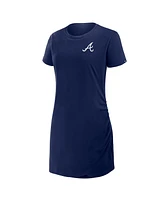 Fanatics Women's Navy Atlanta Braves Ruched Drape T-Shirt Dress