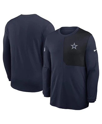 Nike Men's Navy Dallas Cowboys Sideline Coaches Uv Performance Long Sleeve T-Shirt