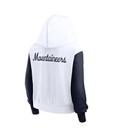 Nike Women's White West Virginia Mountaineers Cropped Beyond Capability Color-Block Script Full-Zip Hoodie