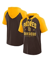Fanatics Men's Brown San Diego Padres Prime Raglan Short Sleeve Hoodie T-Shirt