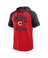 Fanatics Men's Red Cincinnati Reds Prime Raglan Short Sleeve Hoodie T-Shirt