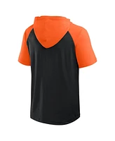 Fanatics Men's Black Baltimore Orioles Prime Raglan Short Sleeve Hoodie T-Shirt
