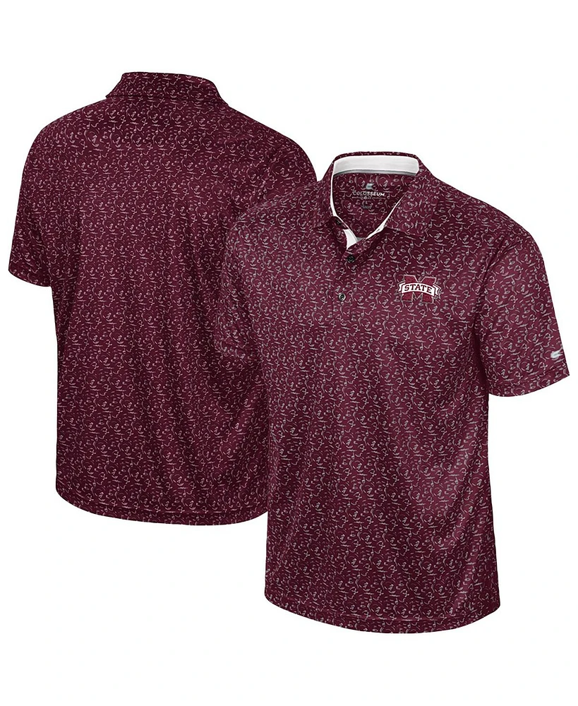 Colosseum Men's Maroon Mississippi State Bulldogs Sublimated Golf Polo Shirt