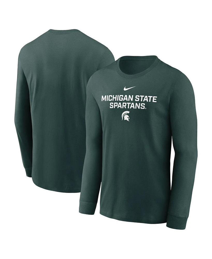 Nike Men's Green Michigan State Spartans 2025 Sideline Performance Long Sleeve T-Shirt