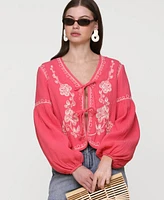 Avec Les Filles Women's Embroidered Peplum Jacket