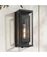 Double Box Modern Industrial Outdoor Wall Light Fixture Black Metal 16 1/2" Clear Glass for Exterior House Porch Patio Outside Deck Garage Yard F