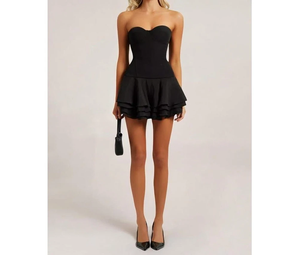 Heiress Beverly Hills Women's Corset Chiffon Flared Mini Dress