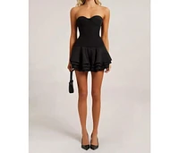 Heiress Beverly Hills Women's Corset Chiffon Flared Mini Dress