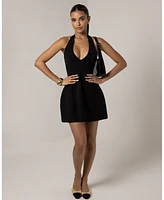 Heiress Beverly Hills Women's A-Line Plunging Neckline Flare Mini Dress