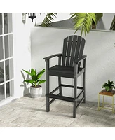 30 Inches Counter Height Outdoor Hdpe Bar Stool with Armrests and Footrest-Black