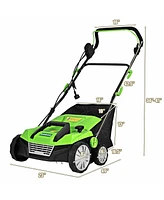 15 Inch 13 Amp Electric Scarifier with Collection Bag and Removable Blades