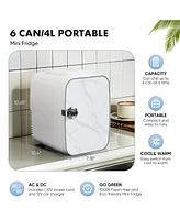 Casainc Portable Small Refrigerator, Versatile Multifunctional, 4L/6 Can Cooler & Warmer Mini Fridge