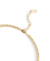 Coach Faux Cultivated Pearl Signature Logo Enamel Mixed Beaded Necklace