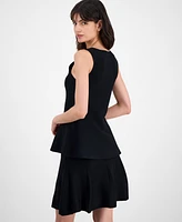 T Tahari Women's Square-Neck Peplum-Hem Sleeveless Top