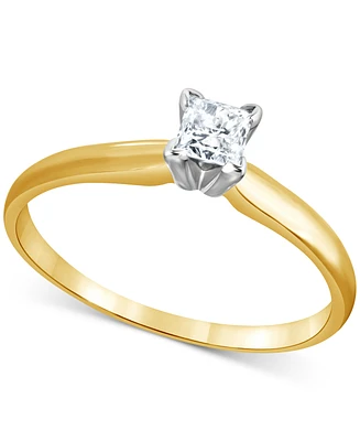 Diamond Princess Cut Solitaire Ring (1/4 ct. t.w.) in 14k Two-Tone Gold
