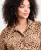 I.n.c. International Concepts Plus Animal-Print Shirt, Exclusively at Macy's