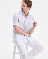 Club Room Men's Elevated Line Regular-Fit Tropical-Print Button-Down Linen Shirt, Exclusively at Macy's