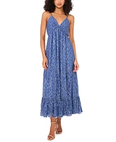 1.state Women's Sleeveless V-Neck Chiffon Maxi Dress