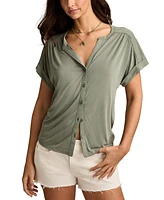 Lucky Brand Women's Sandwash Short Sleeve Button Front Shirt