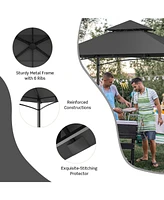 8 x 5 Feet Outdoor Double-Tiered Barbecue Grill Gazebo Canopy Tent Bbq Shelter
