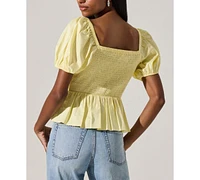 Astr the Label Women's Smocked Bow-Front Top