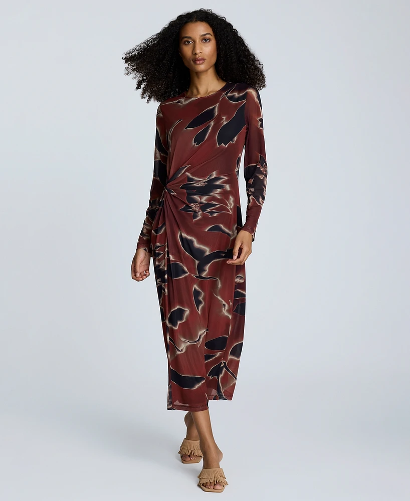Kenneth Cole Women's Knot-Front Long-Sleeve Maxi Dress