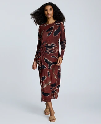 Kenneth Cole Women's Knot-Front Long-Sleeve Maxi Dress