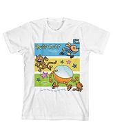 Dog Man Girls Characters Running Crew Neck Short Sleeve Youth White T-shirt-xl