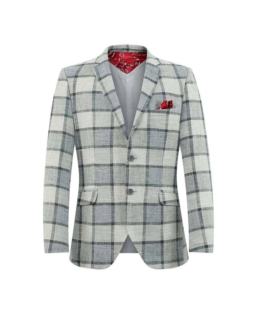 Elie Balleh Boys Slim Fit Plaid Blazer