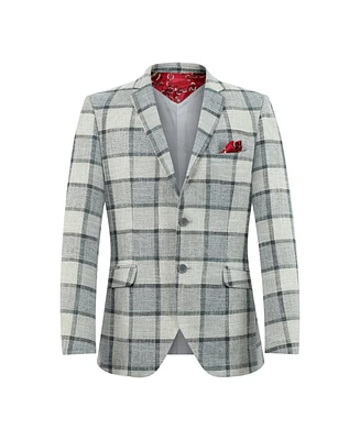 Elie Balleh Boys Slim Fit Plaid Blazer