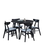 Black Round Kitchen Table & 4 Fabric Chairs