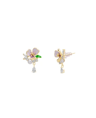 Spero London Pansy Violet Floral Earring Sterling Silver